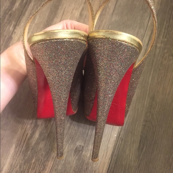 Christian Louboutin Lady Peep Glitter Slingback - Picture 8 of 8